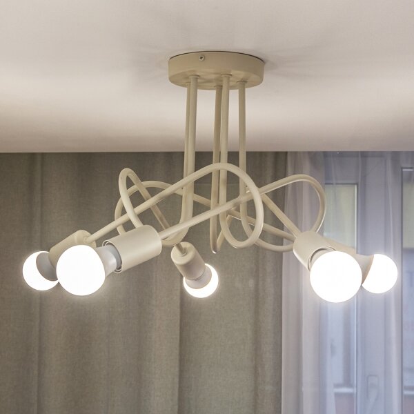 Lampadario a plafone OXFORD 5xE27/15W/230V crema