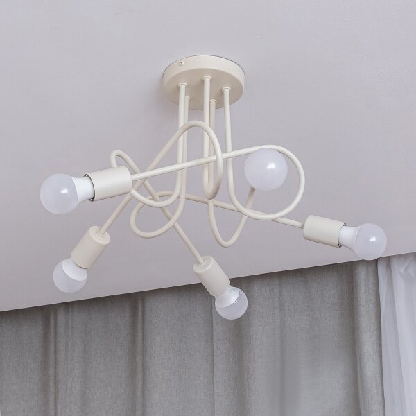 Lampadario a plafone OXFORD 5xE27/15W/230V crema