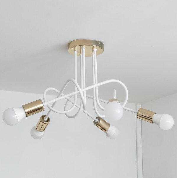 Plafoniera OXFORD 5xE27/15W/230V oro/bianco