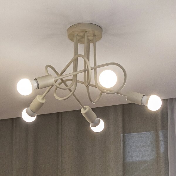 Lampadario a plafone OXFORD 5xE27/15W/230V crema