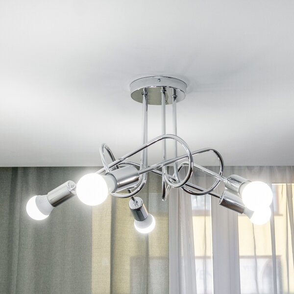 Lampadario a montaggio superficiale OXFORD 5xE27/15W/230V cromo lucido