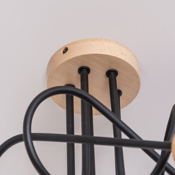 Lampadario a plafone OXFORD 5xE27/15W/230V, finitura pino/nero