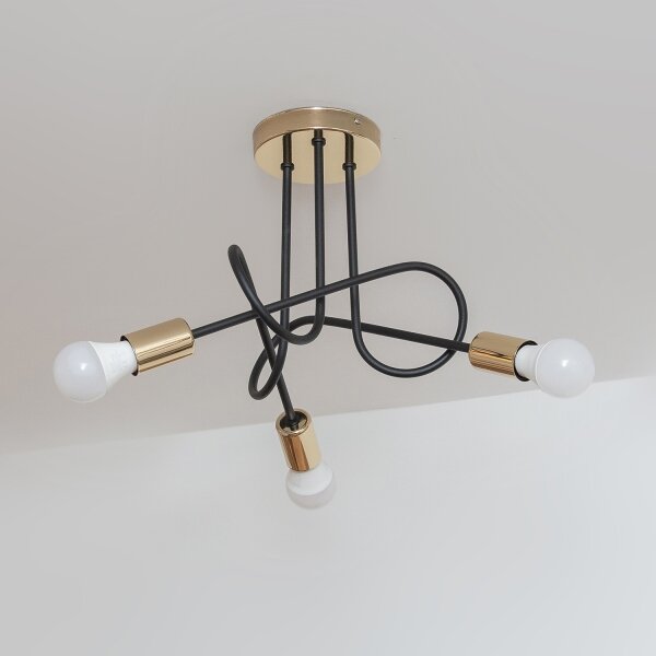 Plafoniera OXFORD 3xE27/15W/230V oro/nero