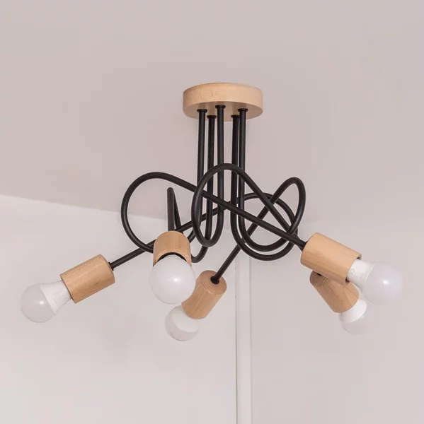 Lampadario a plafone OXFORD 5xE27/15W/230V, finitura pino/nero
