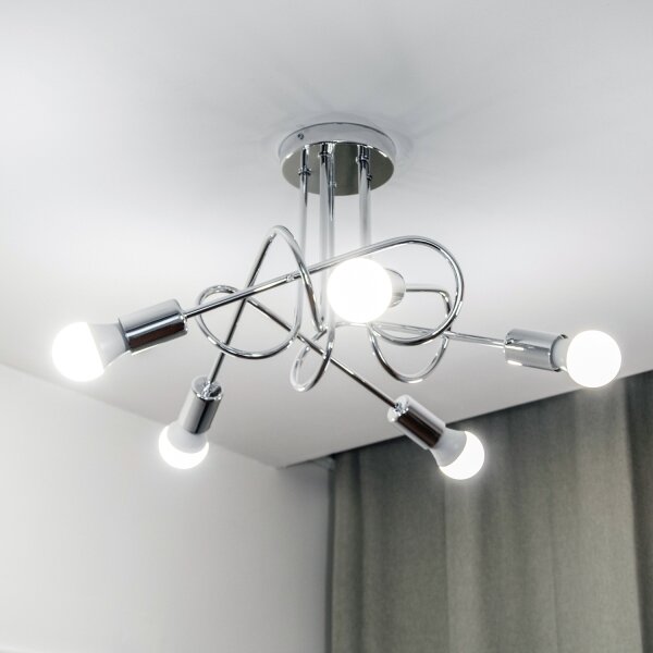 Lampadario a montaggio superficiale OXFORD 5xE27/15W/230V cromo lucido