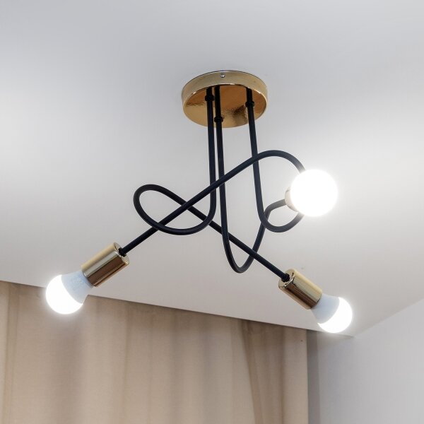 Plafoniera OXFORD 3xE27/15W/230V oro/nero