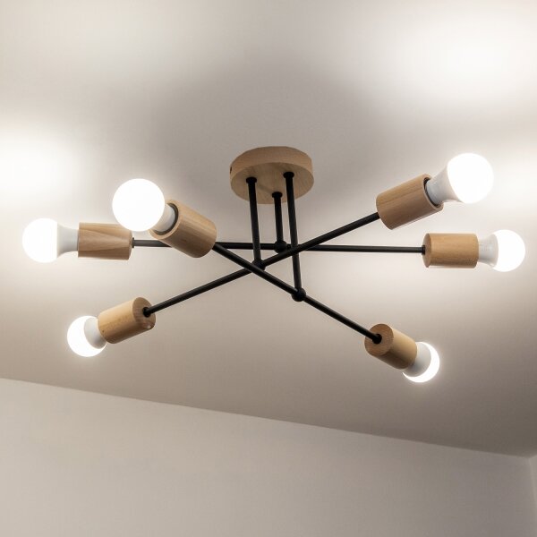 Lampadario a plafone CAMBRIDGE 6xE27/15W/230V in pino