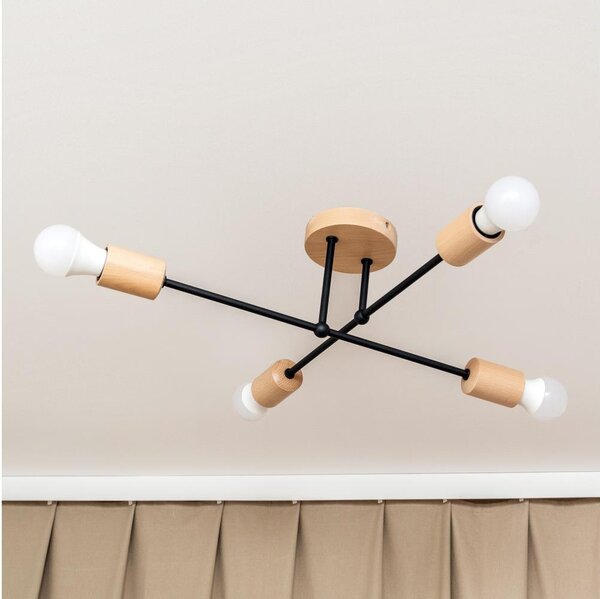 Plafoniera da soffitto CAMBRIDGE 4xE27/15W/230V pino