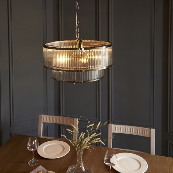 Endon 110944 - Lampadario a catena RIDGETON 5xE14/6W/230V in ottone