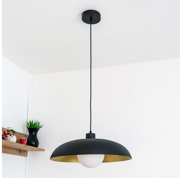 Lampadario a sospensione ECLIPSE 1xE27/15W/230V nero/oro