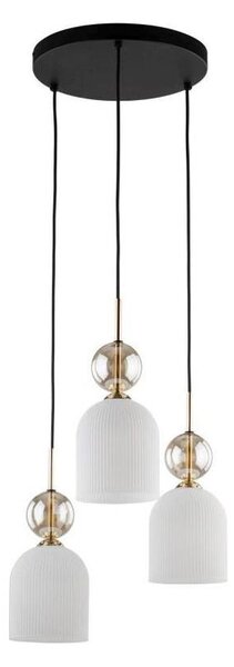 Lampadario sospeso su cavo SOPHIA 3xE14/10W/230V nero/fumé beige/bianco