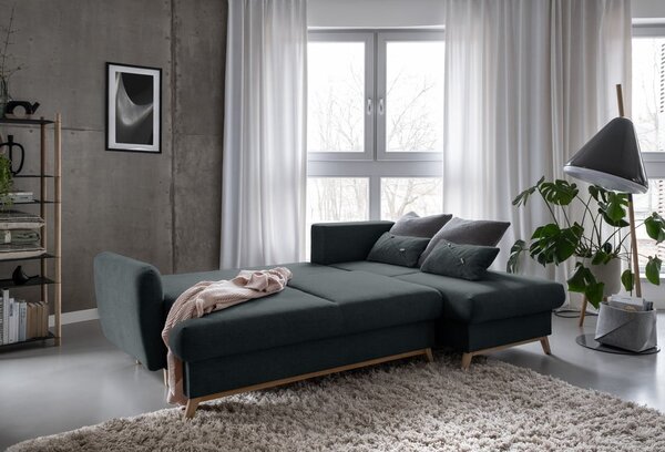 Divano letto angolare grigio scuro, angolo destro Scandic Lagom - Miuform