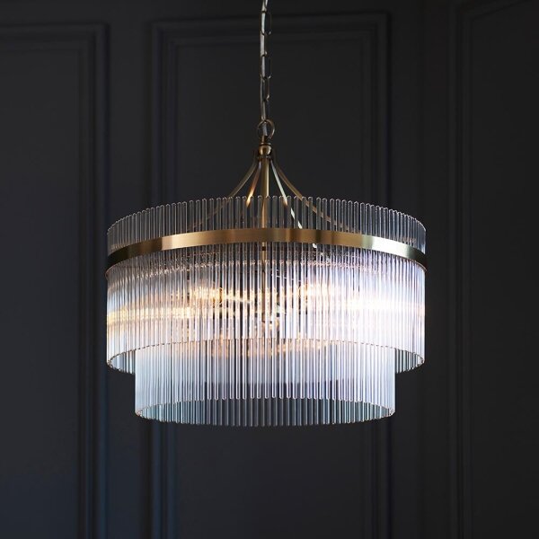 Endon 99166 - Lampadario a catena MARIETTA 5xE14/7W/230V ottone/trasparente