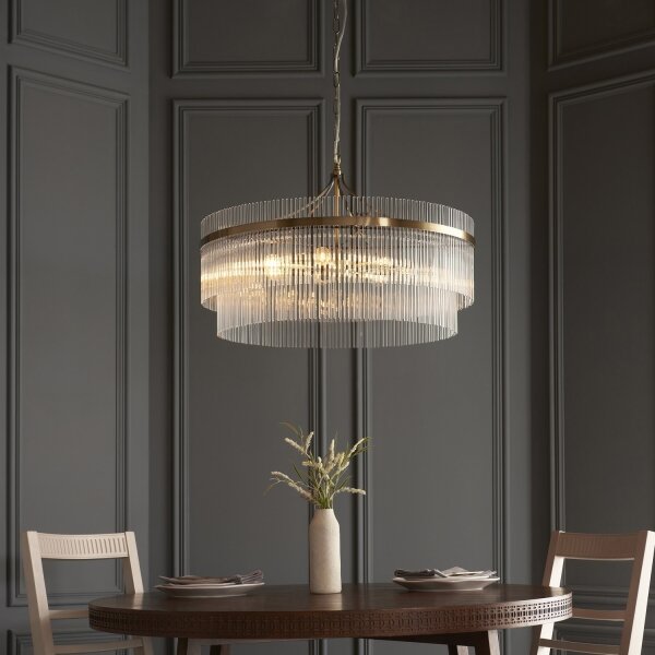 Endon 112574 - Lampadario a catena MARIETTA GRAND 7xE14/7W/230V ottone/trasparente