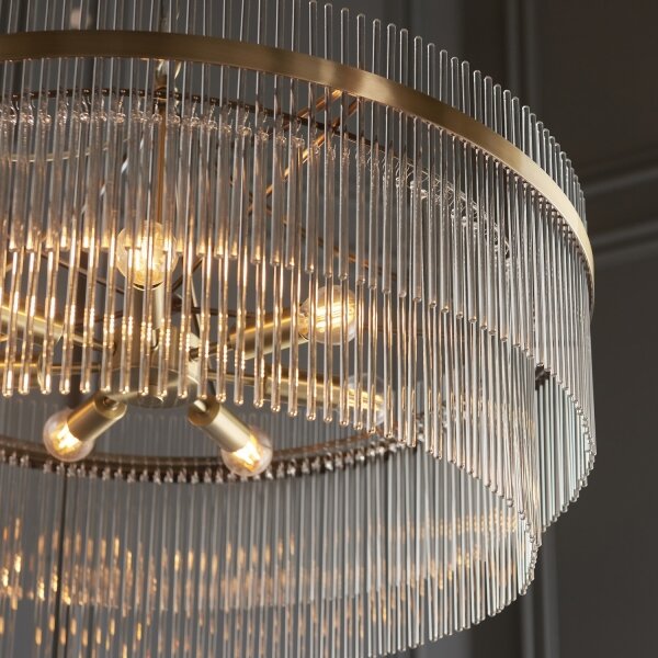 Endon 112574 - Lampadario a catena MARIETTA GRAND 7xE14/7W/230V ottone/trasparente