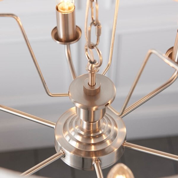 Endon 94357 - Lampadario a catena HIGHCLERE 6xE14/40W/230V beige/cromo satinato
