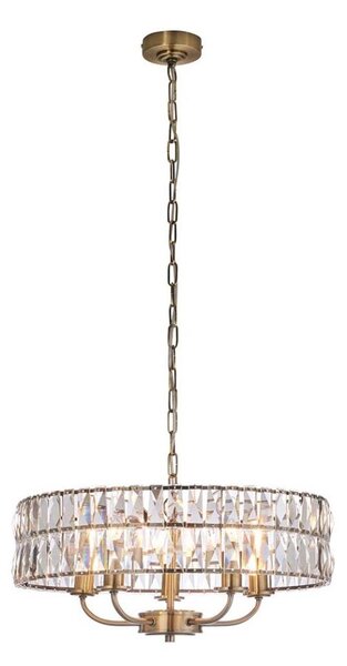 Endon 106244 - Lampadario a catena CLIFTON 5xE14/6W/230V in ottone/vetro trasparente