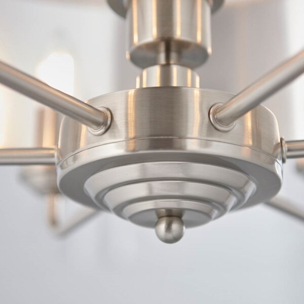 Endon 94357 - Lampadario a catena HIGHCLERE 6xE14/40W/230V beige/cromo satinato
