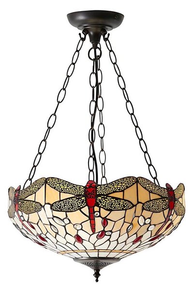 Endon 70759 - Lampadario a sospensione con catena Tiffany DRAGONFLY, 3xE27/60W/230V, diametro 41 cm