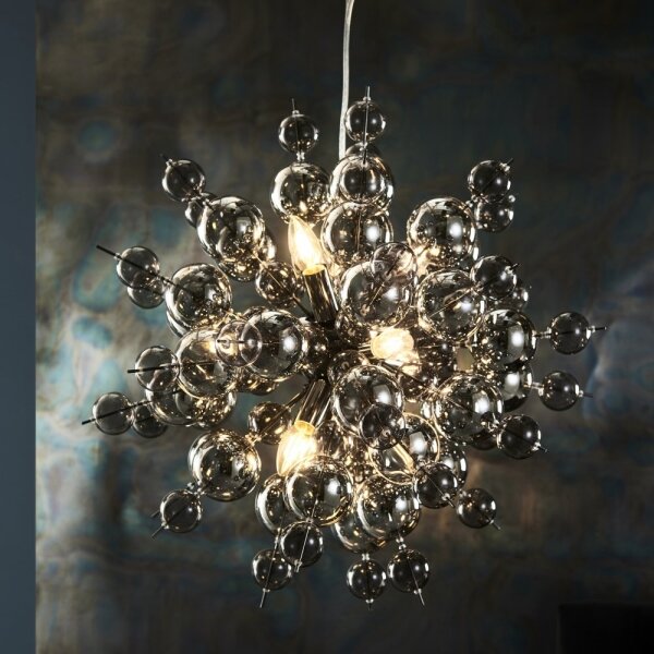 Endon 81583 - Lampadario a cavo JOULES 9xE14/7W/230V cromo lucido/fumé