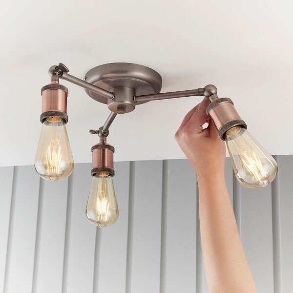 Endon 76124 - Faretto HAL 3xE27/10W/230V, cromo opaco/ramato