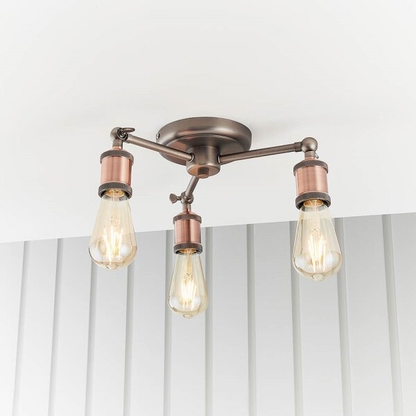 Endon 76124 - Faretto HAL 3xE27/10W/230V, cromo opaco/ramato