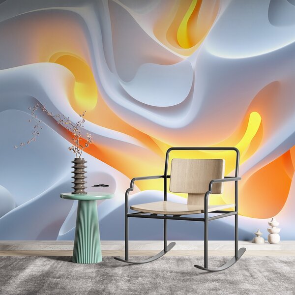 Carta da parati Superficie ondulata bianca e arancione, Carta da parati 3d, Carta da parati popolare, w02249 - Tapeko.it