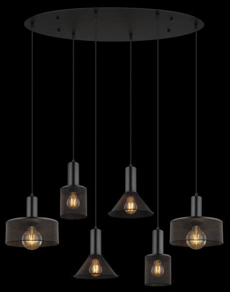 Globo 15648-6H - Lampadario a cavo JEDD 6xE27/60W/230V nero