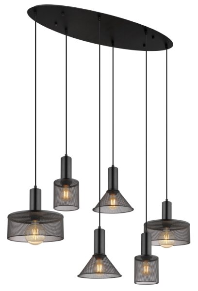 Globo 15648-6H - Lampadario a cavo JEDD 6xE27/60W/230V nero