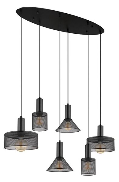 Globo 15648-6H - Lampadario a cavo JEDD 6xE27/60W/230V nero