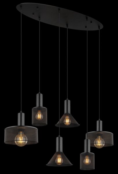 Globo 15648-6H - Lampadario a cavo JEDD 6xE27/60W/230V nero