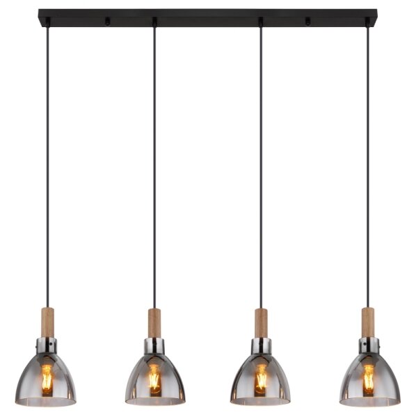 Globo 15550-4H - Lampadario a sospensione su cavo MATTEA 4xE27/6W/230V nero/fumé