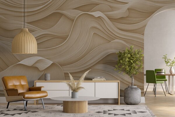 Carta da parati Onde beige, Carta da parati 3D, Carta da parati Fiori 3D, w02311v2 : Uwalls.it
