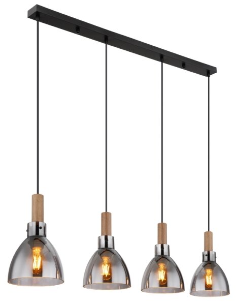 Globo 15550-4H - Lampadario a sospensione su cavo MATTEA 4xE27/6W/230V nero/fumé