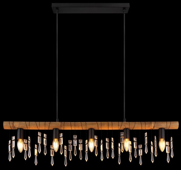 Globo 15532-5H - Lampada a sospensione con cavo KIRA 5xE14/40W/230V nero/marrone