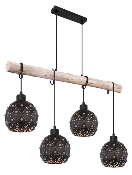 Globo 54029-4H - Lampadario sospeso con cavo JODIE 4xE27/40W/230V beige/nero