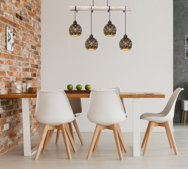 Globo 54029-4H - Lampadario sospeso con cavo JODIE 4xE27/40W/230V beige/nero