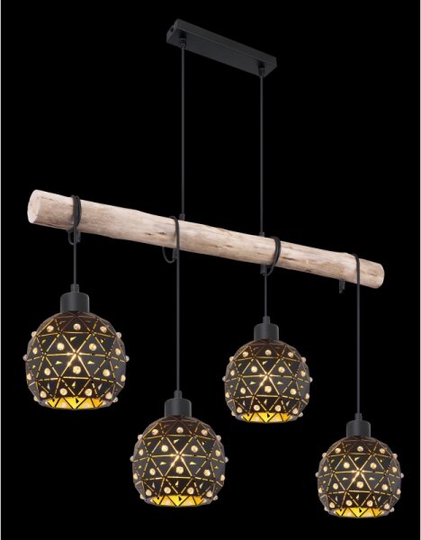 Globo 54029-4H - Lampadario sospeso con cavo JODIE 4xE27/40W/230V beige/nero