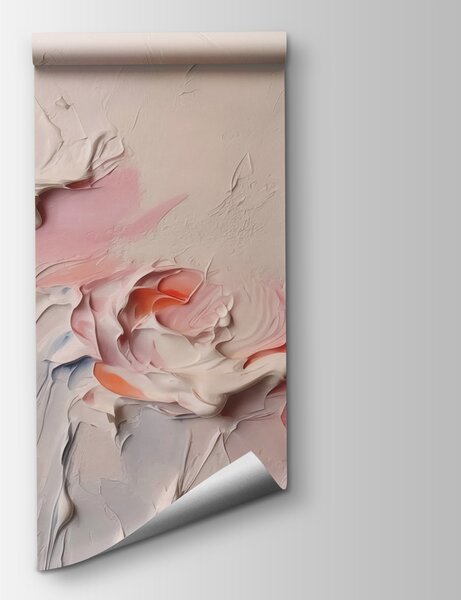 Carta da parati Pittura di fiori con vernice bianca e rosa, Carta da parati Rose, Carta da parati popolare, w02325 - Tapeko.it