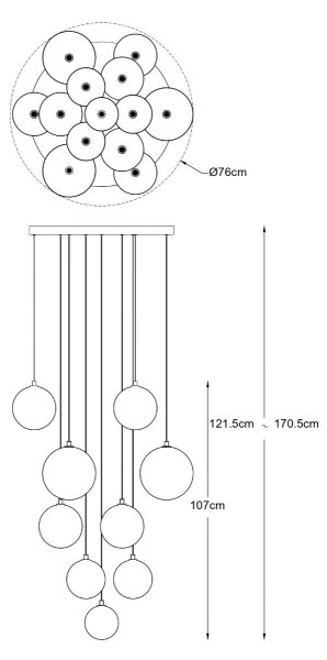 Zuma Line P0606-13B-2GAC - Lampadario a sospensione su cavi MILAN 13xG9/2W/230V dorato