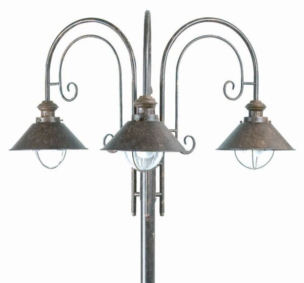 FARO BARCELONA Lampione Nautica trilampada NAUTICA, Marrone / Ruggine, Metallo, Antico