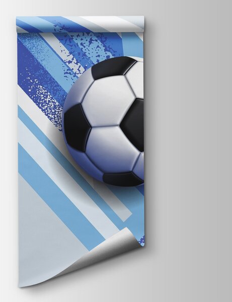 Carta da parati Pallone da calcio su sfondo blu e bianco, Carta da parati Calcio, Carta da parati popolare, w02347 - Tapeko.it