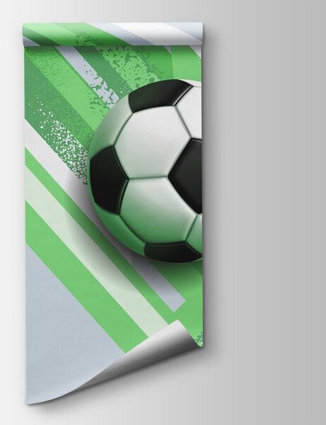 Carta da parati Pallone da calcio su sfondo verde e bianco, Carta da parati Calcio, Carta da parati popolare, w02347v1 - Tapeko.it
