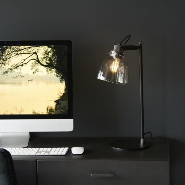 Endon 107012 - Lampada da tavolo URBAN 1xE27/10W/230V nero/nero fumé