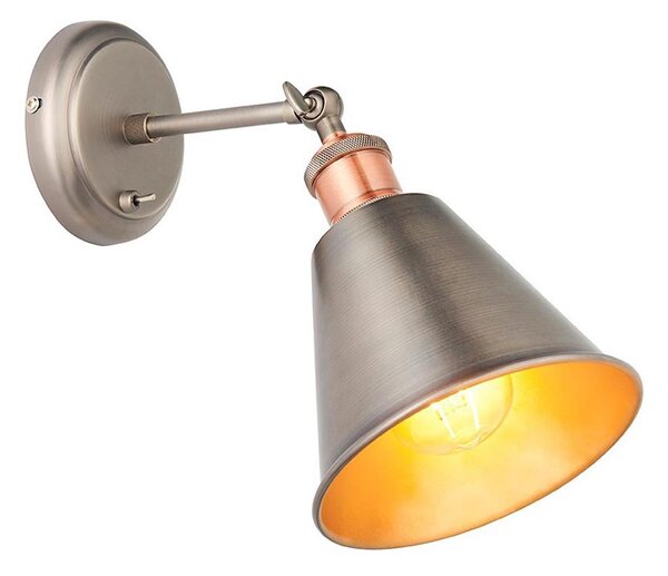Endon 92866 - Faretto da parete HAL 1xE27/10W/230V cromo opaco/ramato