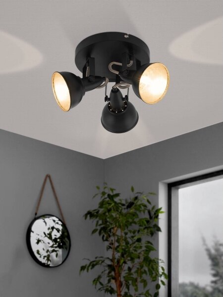 Eglo 75514 - Faretto THORNTON 3xE14/28W/230V nero/oro