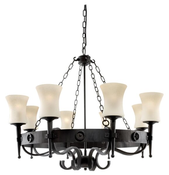Searchlight 0818-8BK - Lampadario a catena CARTWHEEL 8xE27/60W/230V nero