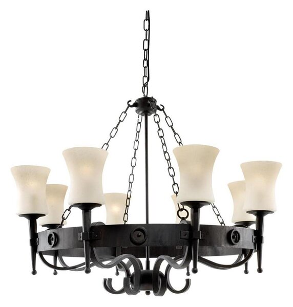Searchlight 0818-8BK - Lampadario a catena CARTWHEEL 8xE27/60W/230V nero
