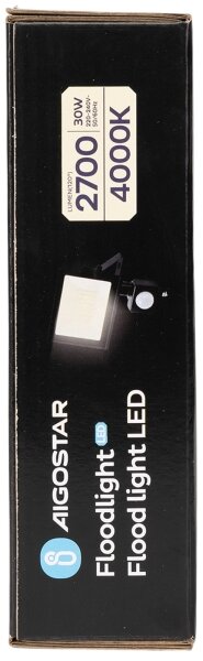 Aigostar - Proiettore LED con sensore, 30W, 230V, 4000K, IP65