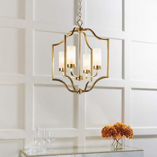 Endon 81914 - Lampadario a catena EDREA 4xE14/6W/230V ottone